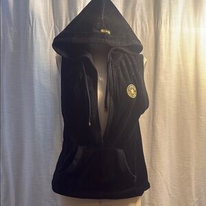 Black Hooded Vest with Gold Emblem